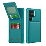 Per Samsung Galaxy S24 Ultra 5G Custodia per telefono in pelle con supporto verticale a ribalta (verde ciano)