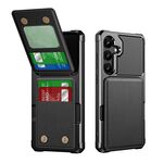 Per Samsung Galaxy S24 5G Custodia per telefono in pelle con porta carte di credito verticale (nero)
