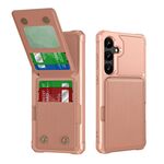 Per Samsung Galaxy S24+ 5G Custodia per telefono in pelle con supporto verticale a ribalta (oro rosa)