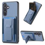 Custodia per cellulare con supporto elastico per carta pieghevole in fibra di carbonio Samsung Galaxy S22+ 5G (blu)