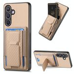 Per Samsung Galaxy S22+ 5G Custodia pieghevole in fibra di carbonio con supporto elastico per carta (cachi)