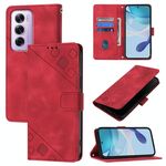 Per OPPO Reno12 Pro Custodia per telefono in pelle goffrata effetto pelle globale (rosso)