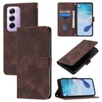 Per OPPO Reno12 Pro Custodia per telefono in pelle goffrata effetto pelle globale (marrone)