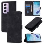 Per OPPO Reno12 Pro Custodia per telefono in pelle goffrata effetto pelle globale (nero)