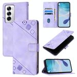 Per OPPO Reno12 5G Custodia per telefono in pelle goffrata effetto pelle globale (viola chiaro)