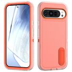 Per Google Pixel 9 Pro Custodia per telefono in silicone + PC robusto con supporto (trasparente + arancione)