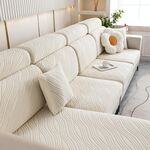 Copridivano All Inclusive lavorato a maglia per la casa, tessuto elasticizzato per coprire il divano, colore: beige (doppia persona extra large)