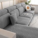 Copridivano pigro all-inclusive lavorato a maglia, tessuto elasticizzato per coprire il divano, colore: grigio scuro (doppia persona extra large)