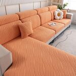 Copridivano lavorato a maglia, tutto compreso, copridivano elasticizzato per uso domestico, colore: arancione (extra large per tre persone)