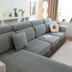 Copridivano lavorato a maglia, tutto compreso, copridivano elasticizzato per uso domestico, colore: modello gonna grigio scuro (persona singola extra large)
