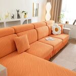 Copridivano lavorato a maglia, tutto compreso, copridivano elasticizzato per uso domestico, colore: modello gonna arancione (persona doppia extra large)