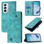 Per OPPO Reno12 5G Custodia per telefono in pelle goffrata effetto pelle globale (verde)