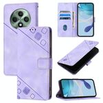 Per OPPO Reno12 F 5G Custodia per telefono in pelle goffrata effetto pelle globale (viola chiaro)