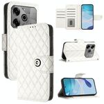 Per Tecno Pova 6 Neo Rhombic Texture Flip Custodia in pelle per telefono con cordino (bianco)
