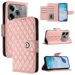 Per Tecno Pova 6 Neo Rhombic Texture Flip Custodia in Pelle con Lanyard (Rosa Corallo)