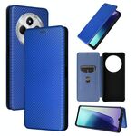 Per Redmi 14C Custodia in pelle con texture in fibra di carbonio (blu)