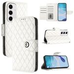 Per Samsung Galaxy S24 FE 5G Custodia per telefono in pelle con texture rombica e cordino (bianco)