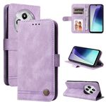 Per Redmi 14C 4G Custodia in pelle con bottoni in metallo e motivo albero della vita (viola)