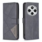 Per Redmi 14C 4G Custodia per telefono in pelle con fibbia magnetica e trama a rombi (nero)