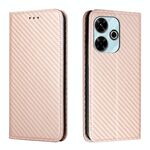 Per Xiaomi Redmi 13 4G Custodia in pelle con flip magnetico in fibra di carbonio (oro rosa)