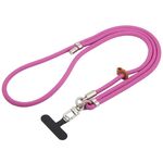 Cordino da collo per cellulare con fibbia in argento regolabile anti-smarrimento da 8 mm (rosa viola)
