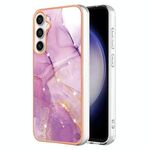 Per Samsung Galaxy S24 FE 5G Custodia per telefono antiurto in TPU IMD a doppio lato con motivo in marmo galvanico (viola 001)