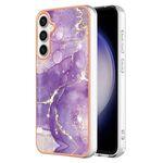Per Samsung Galaxy S24 FE 5G Custodia per telefono antiurto in TPU IMD a doppio lato con motivo in marmo galvanico (viola 002)