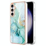 Per Samsung Galaxy S24 FE 5G Custodia per telefono antiurto in TPU IMD a doppio lato con motivo in marmo galvanico (verde 003)