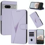 Per Google Pixel 7 Custodia per telefono in pelle con fibbia a motivo triangolare (viola chiaro)