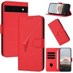 Per Google Pixel 6a Custodia per telefono in pelle con fibbia a motivo triangolare (rosso)