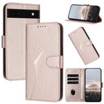 Per Google Pixel 6a Custodia per telefono in pelle con fibbia a motivo triangolare (oro rosa)