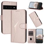 Per Google Pixel 6 Pro Custodia per telefono in pelle con fibbia a motivo triangolare (oro rosa)