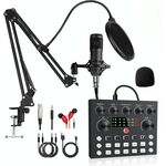 V8S Audio Mixer Live Voice Changer Scheda audio esterna, colore: nero Set cantilever