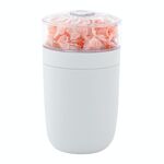 Umidificatore d'aria a forma di fiore da 230 ml, umidificatore per auto con USB, con luce ambientale colorata (bianco)