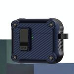 Per AirPods 4 Custodia protettiva per auricolari con interruttore automatico magnetico in fibra di carbonio (blu)