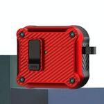 Per AirPods 4 Custodia protettiva per auricolari con interruttore automatico magnetico in fibra di carbonio (rosso)