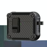 Per AirPods 4 Custodia protettiva per auricolari con interruttore automatico magnetico in fibra di carbonio (nero)