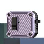 Per AirPods 4 Custodia protettiva per auricolari con interruttore automatico magnetico in fibra di carbonio (viola)