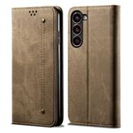 Per Samsung Galaxy S24+ 5G Denim Texture Casual Style Custodia in Pelle Flip Orizzontale (Cachi)