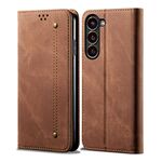 Per Samsung Galaxy S24+ 5G Denim Texture Casual Style Custodia in Pelle Flip Orizzontale (Marrone)