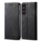 Per Samsung Galaxy S24+ 5G Denim Texture Casual Style Custodia in Pelle Flip Orizzontale (Nero)