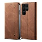 Per Samsung Galaxy S24 Ultra 5G Denim Texture Casual Style Custodia in Pelle Flip Orizzontale (Marrone)