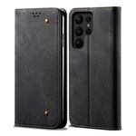 Per Samsung Galaxy S24 Ultra 5G Denim Texture Casual Style Custodia in Pelle Flip Orizzontale (Nero)