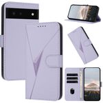 Per Google Pixel 6 Custodia per telefono in pelle con fibbia a motivo triangolare (viola chiaro)