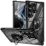 Per Samsung Galaxy S25 Ultra 5G TPU + PC Lens Protection Custodia per telefono con supporto ad anello (nero)