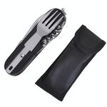 SY-FT008 7 in 1 multifunzionale campeggio all'aperto portatile pieghevole combinazione di stoviglie (nero)