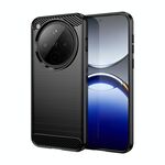 Per OPPO Find X8 Custodia per telefono in TPU con texture spazzolata in fibra di carbonio (nero)