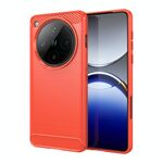 Per OPPO Find X8 Pro Custodia per telefono in TPU con texture spazzolata in fibra di carbonio (rosso)