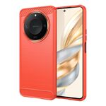 Custodia per telefono in TPU con texture spazzolata in fibra di carbonio per Honor X60 (rosso)