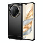 Per Honor X60 Pro Custodia per telefono in TPU con texture spazzolata in fibra di carbonio (nero)